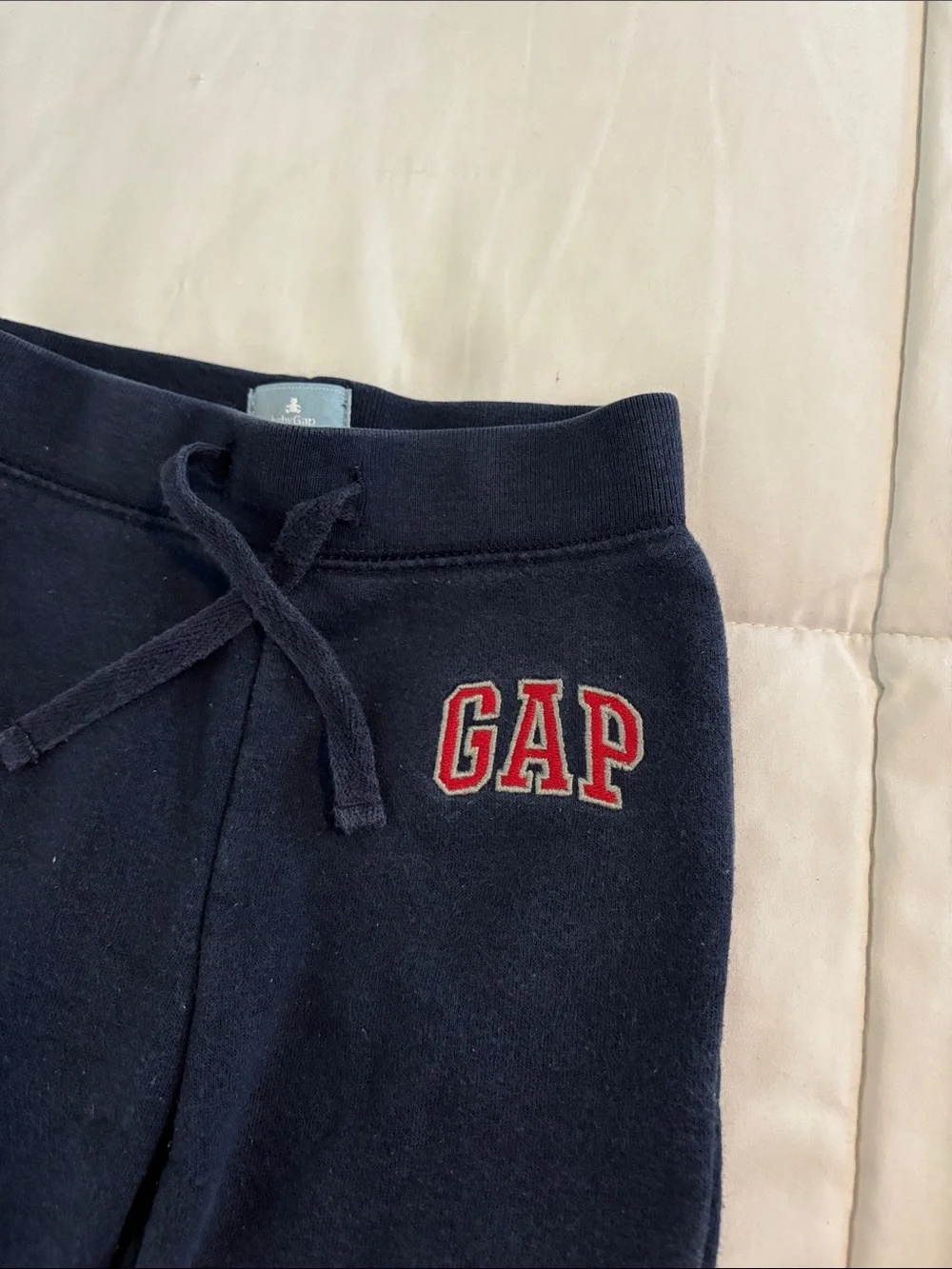 GAP Navy Fleece Drawstring Kids Joggers with Red Logo